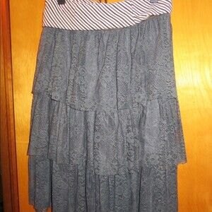 Olive Green Tiered Lace Midi Skirt Convertible Strapless Dress Scrapbook Glitter